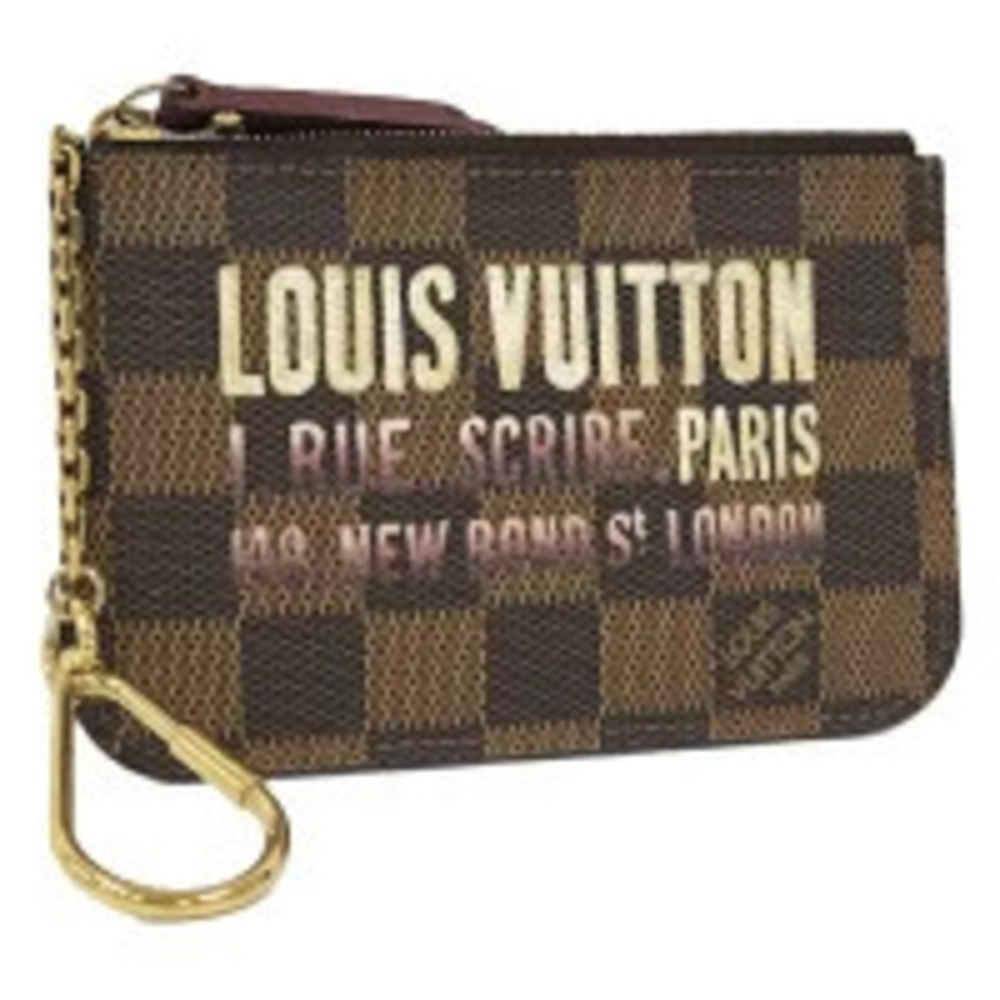 LOUIS VUITTON Pochette coin case Wallet Key Ring Damier Ebene Brown
